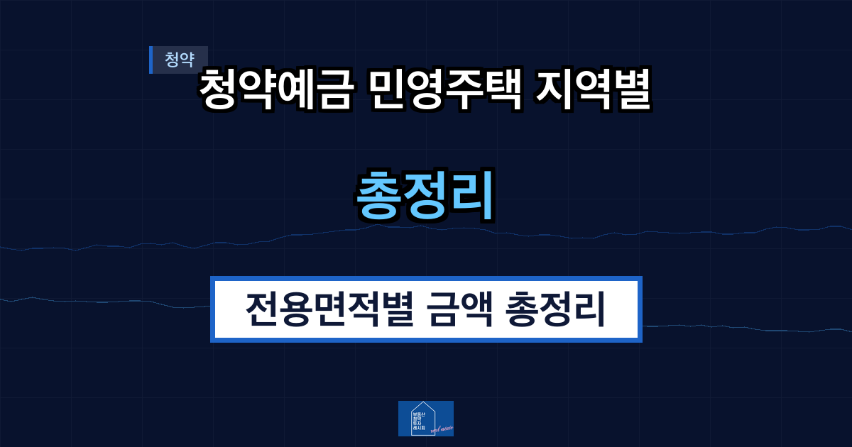 청약예금 민영주택 지역별 예치금 기준 2026 — 전용면적별 금액 총정리